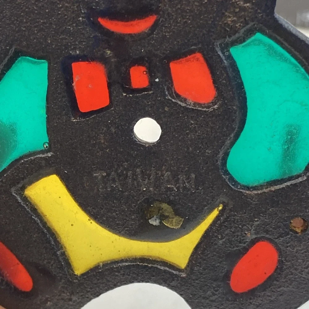 Vintage Taiwan Key Holder Teddy Bear Stained Glass
